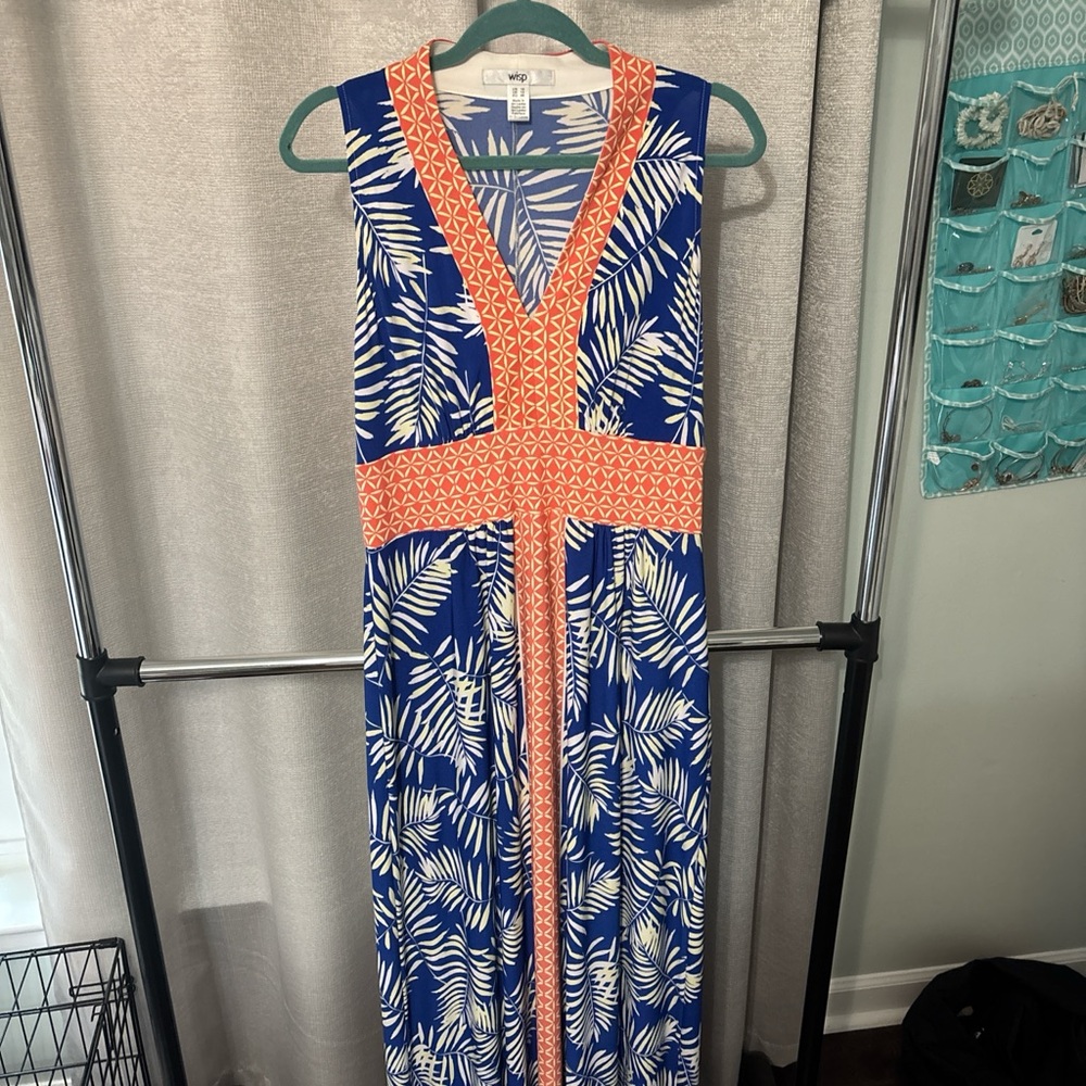 Blue and Orange Maxi Dress